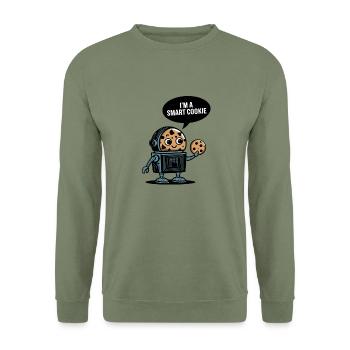 Smart Cookie Bot - Unisex Pullover - Armeegrün - Vorne - Alina (178cm) & Michal (187cm)