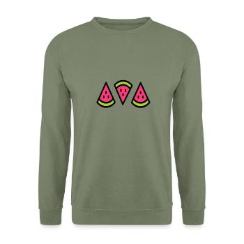 süße Wassermelone Summertime Obst - Unisex Pullover - Armeegrün - Vorne - Alina (178cm) & Michal (187cm)