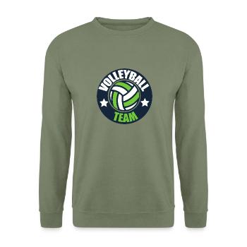 Volleyball Team Emblem Mannschaft - Unisex Pullover - Armeegrün - Vorne - Alina (178cm) & Michal (187cm)