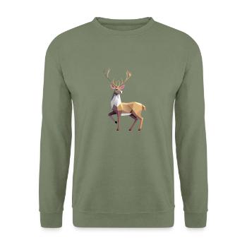 Renne, Renne, Orignal, Noël, Magie - Sweat-shirt Unisexe - vert militaire - Devant - Alina (178cm) & Michal (187cm)