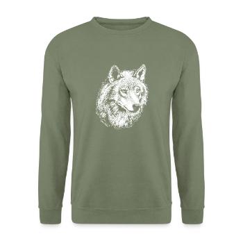 Wolf - Unisex Pullover - Armeegrün - Vorne - Alina (178cm) & Michal (187cm)