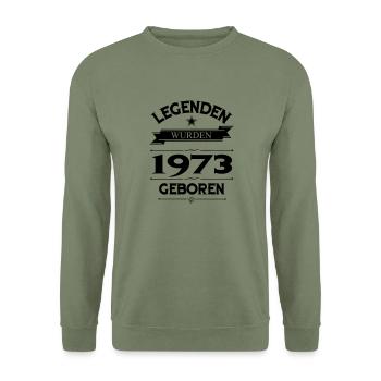 1973 - Unisex Pullover - Armeegrün - Vorne - Alina (178cm) & Michal (187cm)