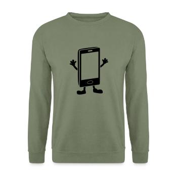 Handy human - Unisex Pullover - Armeegrün - Vorne - Alina (178cm) & Michal (187cm)