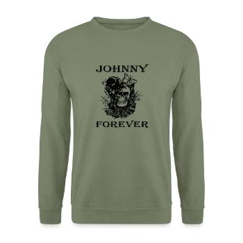 Johnny forever.png - Sweat-shirt Unisexe - vert militaire - Devant - Alina (178cm) & Michal (187cm)