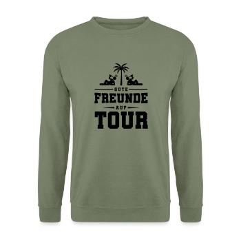 gute freunde auf tour - Unisex Pullover - Armeegrün - Vorne - Alina (178cm) & Michal (187cm)