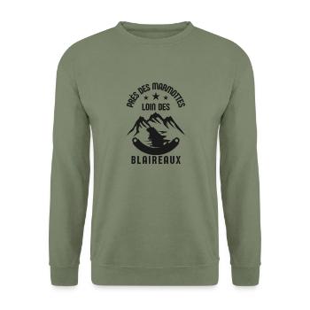 Humour marmottes - Sweat-shirt Unisexe - vert militaire - Devant - Alina (178cm) & Michal (187cm)