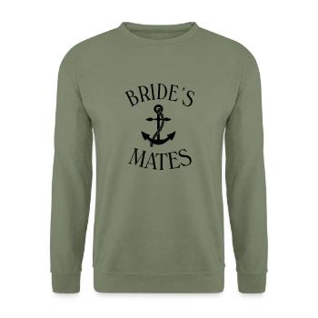 Bride's mates - Unisex Pullover - Armeegrün - Vorne - Alina (178cm) & Michal (187cm)