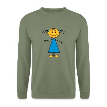girl - Unisex Pullover - Armeegrün - Vorne - Alina (178cm) & Michal (187cm)