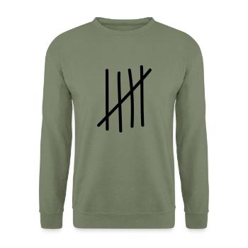 5_f1 - Unisex Pullover - Armeegrün - Vorne - Alina (178cm) & Michal (187cm)