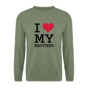 I Love My Brother - Unisex Pullover - Armeegrün - Vorne - Alina (178cm) & Michal (187cm)