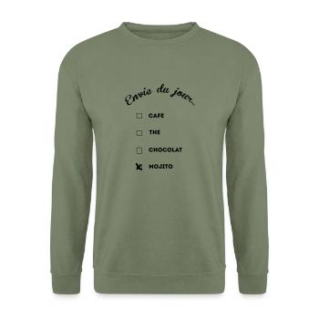 mojito addict thé café - Unisex Pullover - Armeegrün - Vorne - Alina (178cm) & Michal (187cm)
