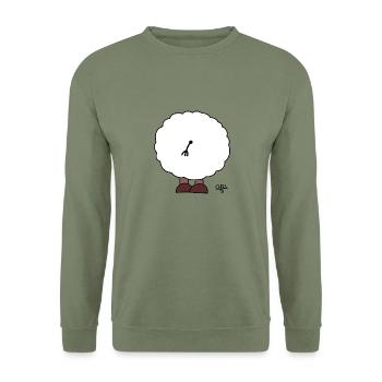 Mr Schaf Rückseite ohne Schrift - Unisex Pullover - Armeegrün - Vorne - Alina (178cm) & Michal (187cm)