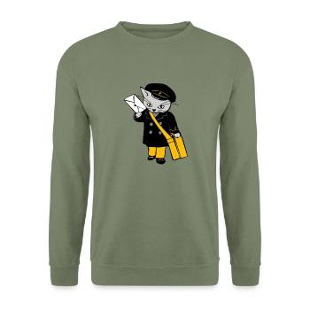 post cat dhl german post postmen cat letter - Unisex Sweatshirt - army green - Front - Alina (178cm) & Michal (187cm)