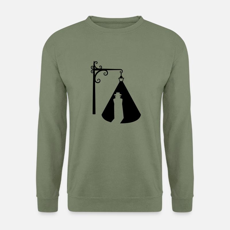 Mann unter Straßenlaterne Silhouette - Unisex Pullover - Armeegrün