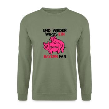 Und wieder wird's ein Bayern Fan! - Unisex Pullover - Armeegrün - Vorne - Alina (178cm) & Michal (187cm)