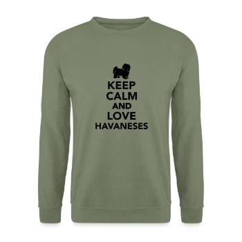 Keep calm and love Havaneses - Sweat-shirt Unisexe - vert militaire - Devant - Alina (178cm) & Michal (187cm)