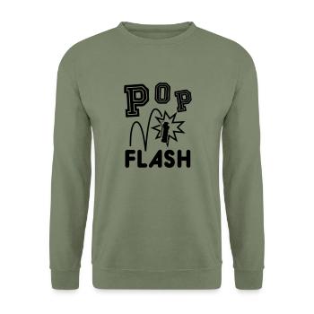 POP FLASH - Unisex Pullover - Armeegrün - Vorne - Alina (178cm) & Michal (187cm)