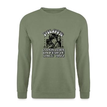 Hangar de planeur de pilote à moteur d’ULM - Sweat-shirt Unisexe - vert militaire - Devant - Alina (178cm) & Michal (187cm)