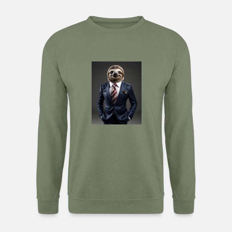 Business Man Faultier - Unisex Pullover - Armeegrün