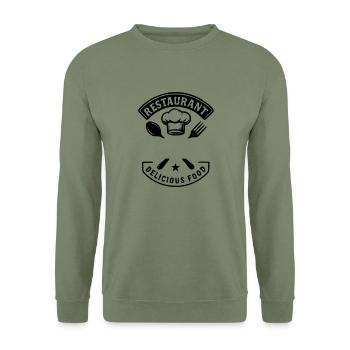 Restaurant leckeres Essen - NAME - Unisex Pullover - Armeegrün - Vorne - Alina (178cm) & Michal (187cm)