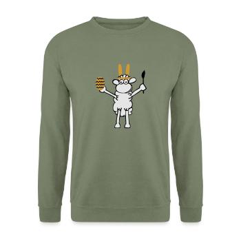Osterschaf - Unisex Pullover - Armeegrün - Vorne - Alina (178cm) & Michal (187cm)