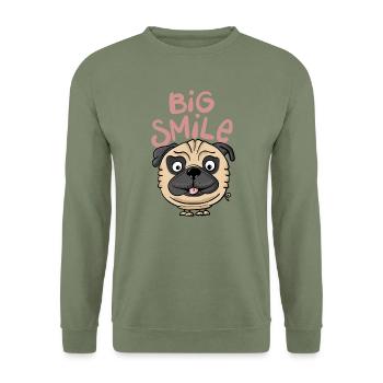 Carlin Grand sourire - Sweat-shirt Unisexe - vert militaire - Devant - Alina (178cm) & Michal (187cm)