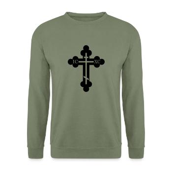 cross religion orthodox symbol - Unisex Sweatshirt - army green - Front - Alina (178cm) & Michal (187cm)