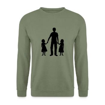 Father 2 daughters - Unisex Sweatshirt - army green - Front - Alina (178cm) & Michal (187cm)