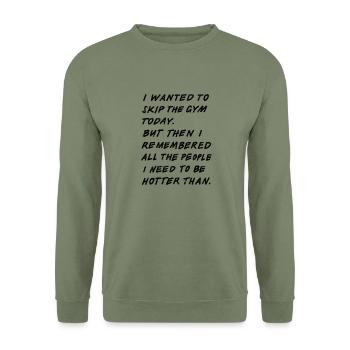 Skip The Gym (noir) - Sweat-shirt Unisexe - vert militaire - Devant - Alina (178cm) & Michal (187cm)