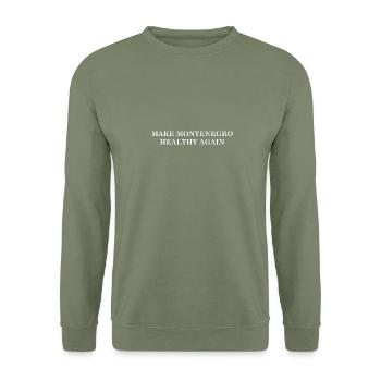 Make Montenegro Healthy Again - Unisex Sweatshirt - army green - Front - Alina (178cm) & Michal (187cm)