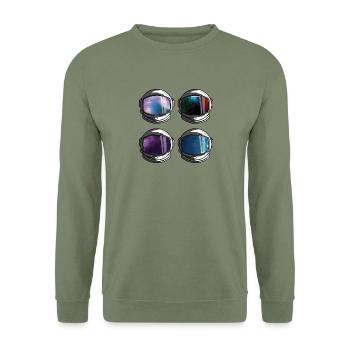 Zum Flug bereit - Unisex Pullover - Armeegrün - Vorne - Alina (178cm) & Michal (187cm)