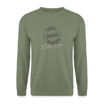 Brussels with love - Unisex Sweatshirt - army green - Front - Alina (178cm) & Michal (187cm)
