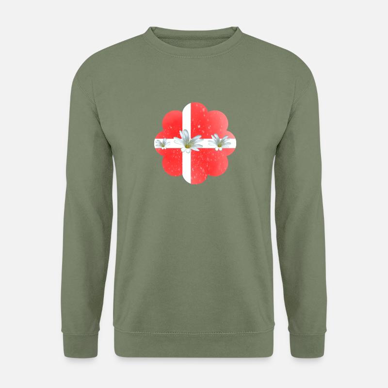 Danmarks flagga med blommor Danmark - Unisextröja - armégrön