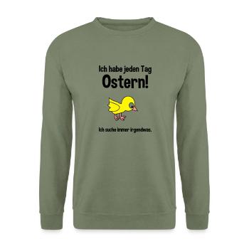 Jeden Tag Ostern - Unisex Pullover - Armeegrün - Vorne - Alina (178cm) & Michal (187cm)
