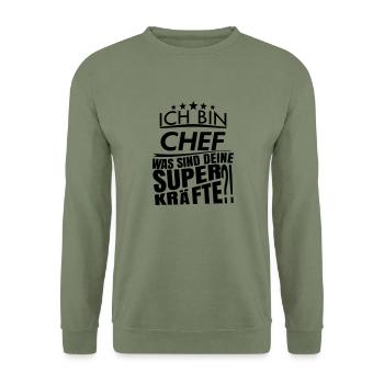Ich bin CHEF - Unisex Pullover - Armeegrün - Vorne - Alina (178cm) & Michal (187cm)