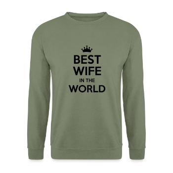 best wife in the world - Sweat-shirt Unisexe - vert militaire - Devant - Alina (178cm) & Michal (187cm)
