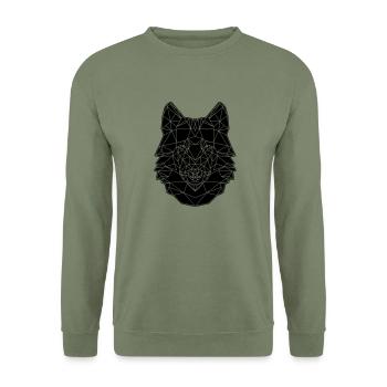 Polygon Wolf animal wilderness Geometisch Wolf's - Unisex Sweatshirt - army green - Front - Alina (178cm) & Michal (187cm)