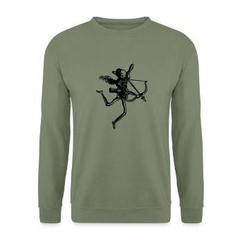 Amor Skelett - Unisex Pullover - Armeegrün - Vorne - Alina (178cm) & Michal (187cm)