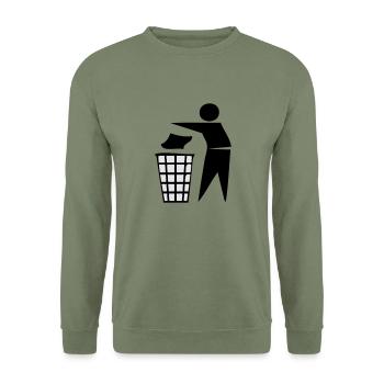 éclaircir, des déchets, plus mülleimer, nettoyer, - Sweat-shirt Unisexe - vert militaire - Devant - Alina (178cm) & Michal (187cm)
