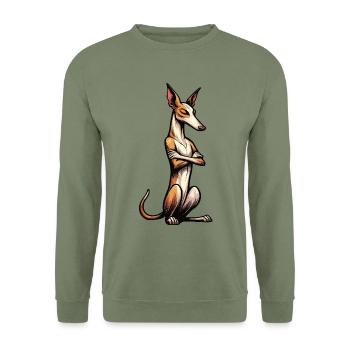 Podenco Podencos Amoureux de Podenco Podenco Propriétaires de Podenco - Sweat-shirt Unisexe - vert militaire - Devant - Alina (178cm) & Michal (187cm)