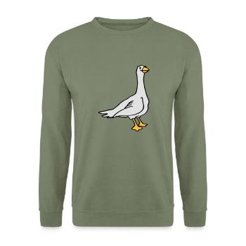Gans - Unisex Pullover - Armeegrün - Vorne - Alina (178cm) & Michal (187cm)