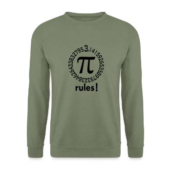 Pi_rules_! - Unisex Pullover - Armeegrün - Vorne - Alina (178cm) & Michal (187cm)