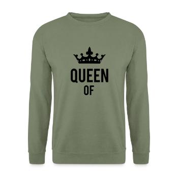 Queen - Unisex Pullover - Armeegrün - Vorne - Alina (178cm) & Michal (187cm)