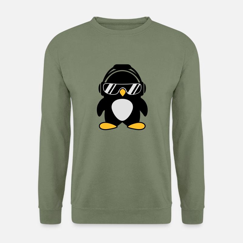 Penguin with headphones - Unisex Sweatshirt - army green