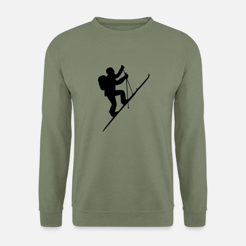 Skitourengeher am steilen Berghang - Unisex Pullover - Armeegrün