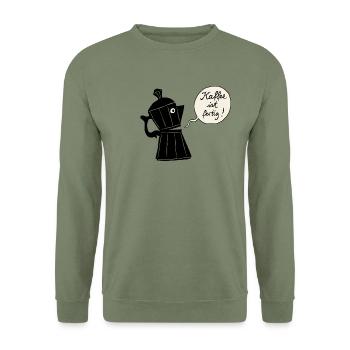 Prêt à prendre du café (contour) - Sweat-shirt Unisexe - vert militaire - Devant - Alina (178cm) & Michal (187cm)