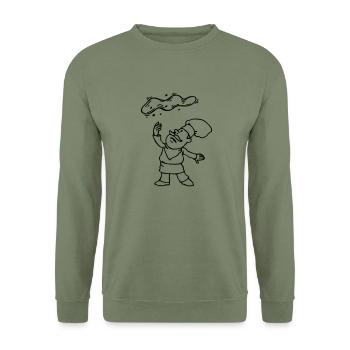 pizzabäcker ... von wicki_de - Unisex Pullover - Armeegrün - Vorne - Alina (178cm) & Michal (187cm)