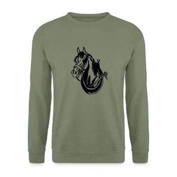 Draft horse - Unisex Sweatshirt - army green - Front - Alina (178cm) & Michal (187cm)