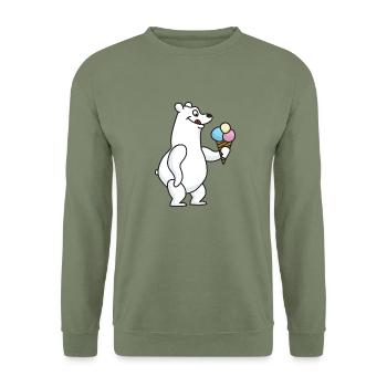 Eisbär Eiskrem Eiscreme Kugeleis Winter - Unisex Pullover - Armeegrün - Vorne - Alina (178cm) & Michal (187cm)