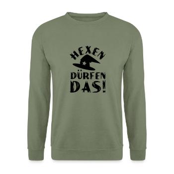 Hexen dürfen das! - Unisex Pullover - Armeegrün - Vorne - Alina (178cm) & Michal (187cm)